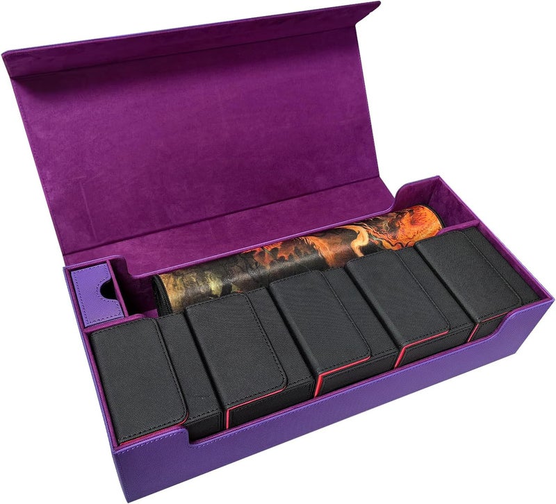 Scimi Premium Trading Card Storage Case TCG Deck Box Holds 800+ Sleeved Cards for MTG, YuGiOh, Uno, Sport with Strong Magnet Closure (Purple) - Image 4